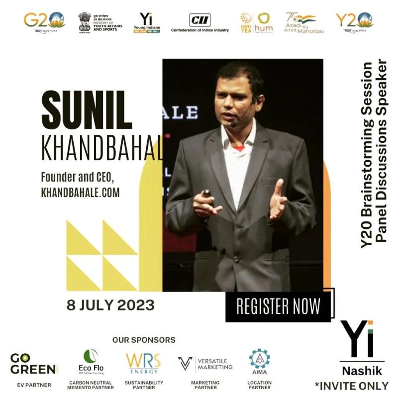 Sunil Khandbahale speaking at Reimaging Business for Future - Yi CII Brainstorming, Sat July 8th, 2023 AIMA, Nashik 