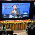 Sunil Khandbahale, speaking on AI and Marathi language at 4th Vishwva Marathi Sammelan
